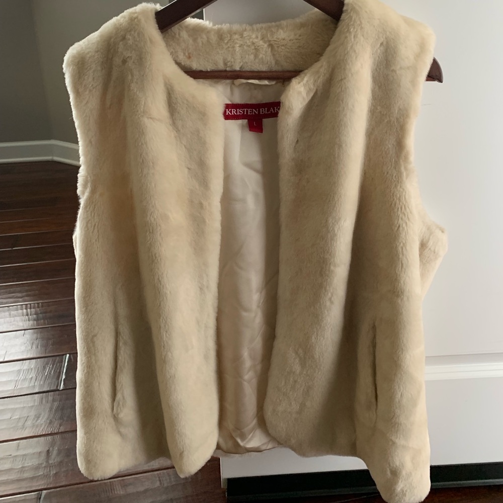 Cream faux fur vest